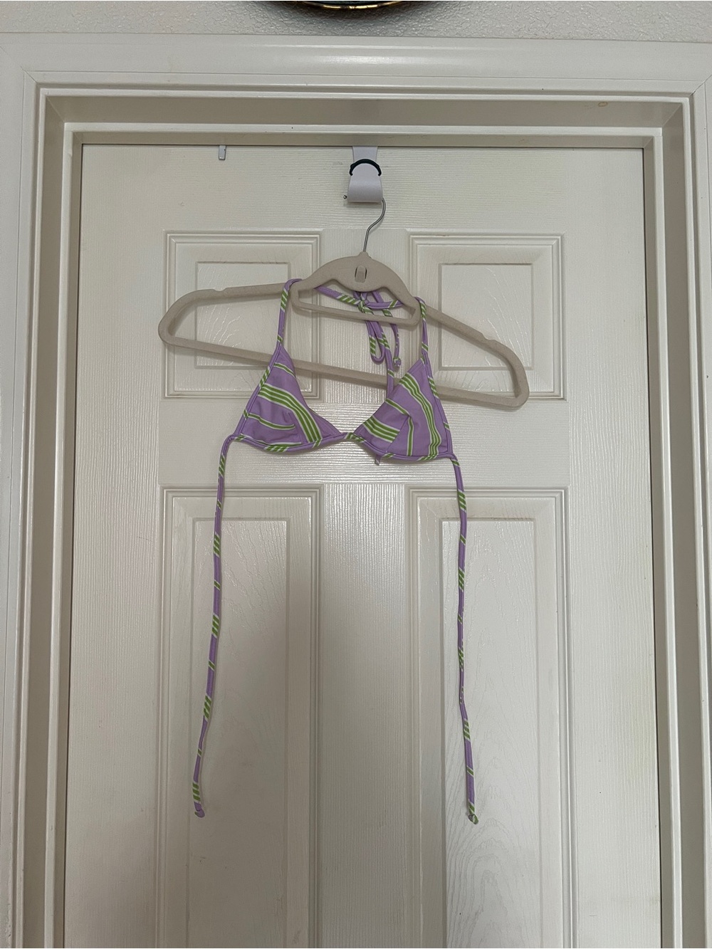 Triangle Halter Bikini - Lavender Stripe